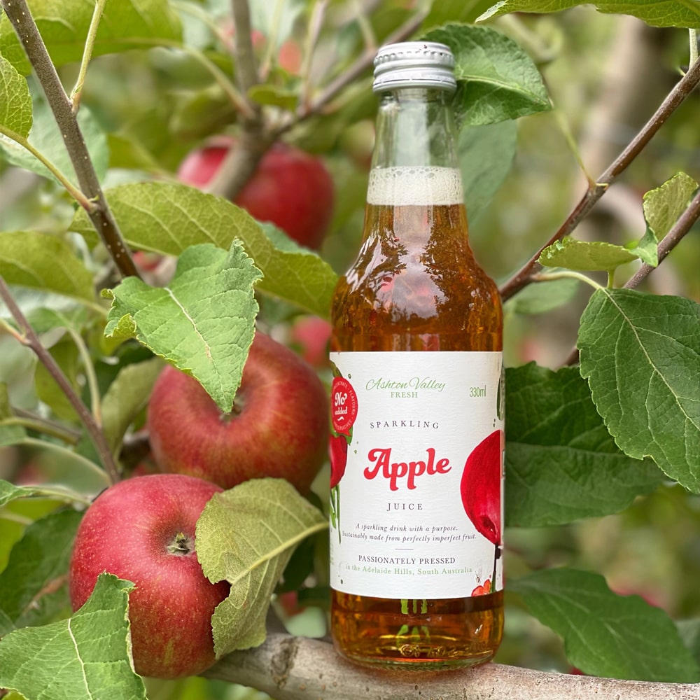 Ashton Valley Fresh Juice 12 x 330ml Sparkling Apple United Foods