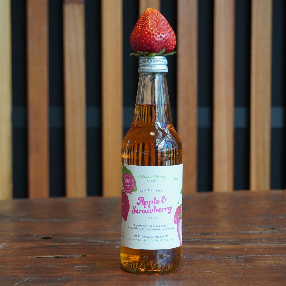 Ashton Valley Fresh Juice - 12 x 330ml Sparkling Apple & Strawberry