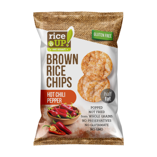 RiceUp Brown Rice Chips Hot Chili Pepper 60g